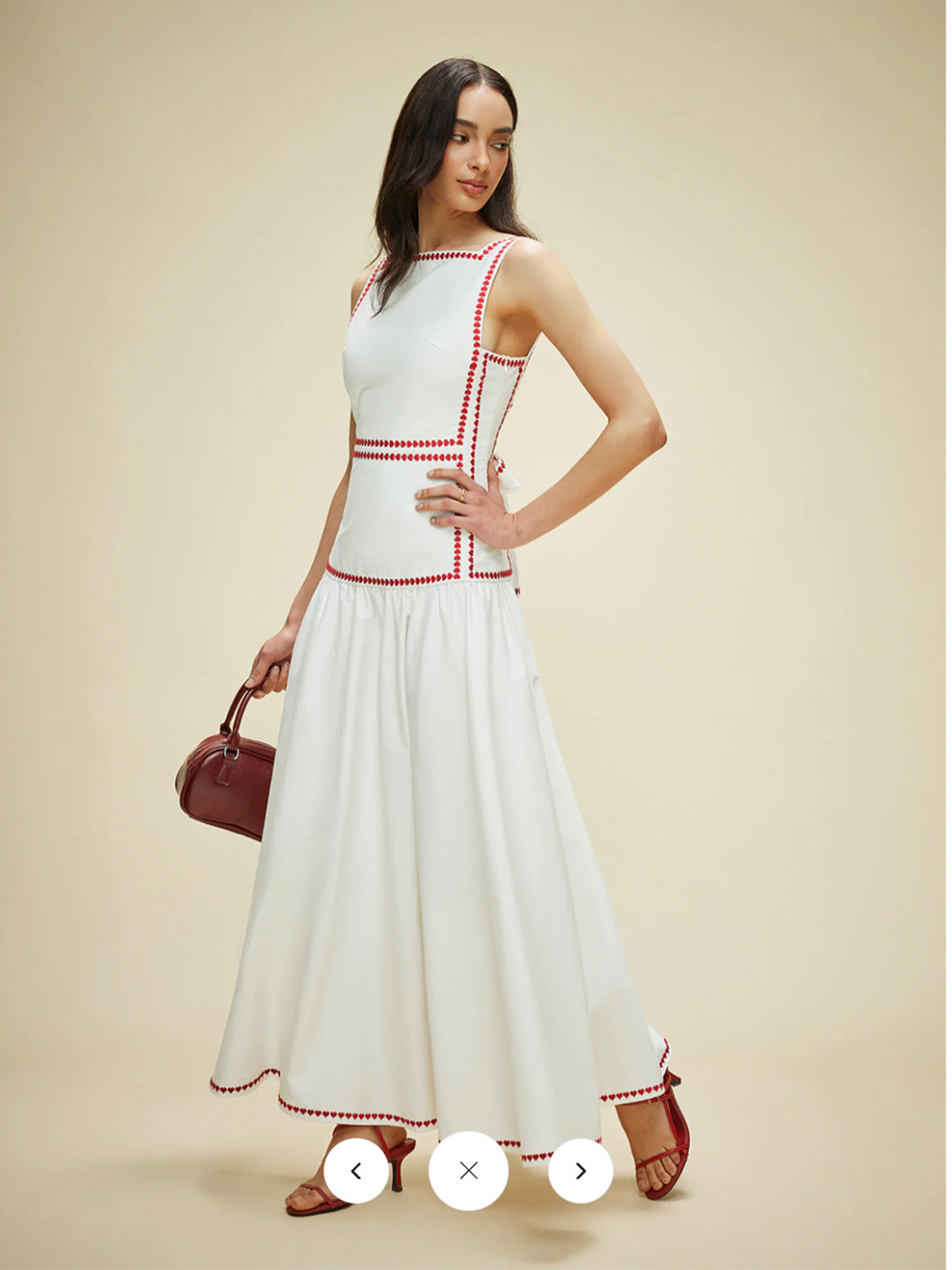 Copied - Copied - Commense Cotton Contrast Trim Back Tie Dress Sz L